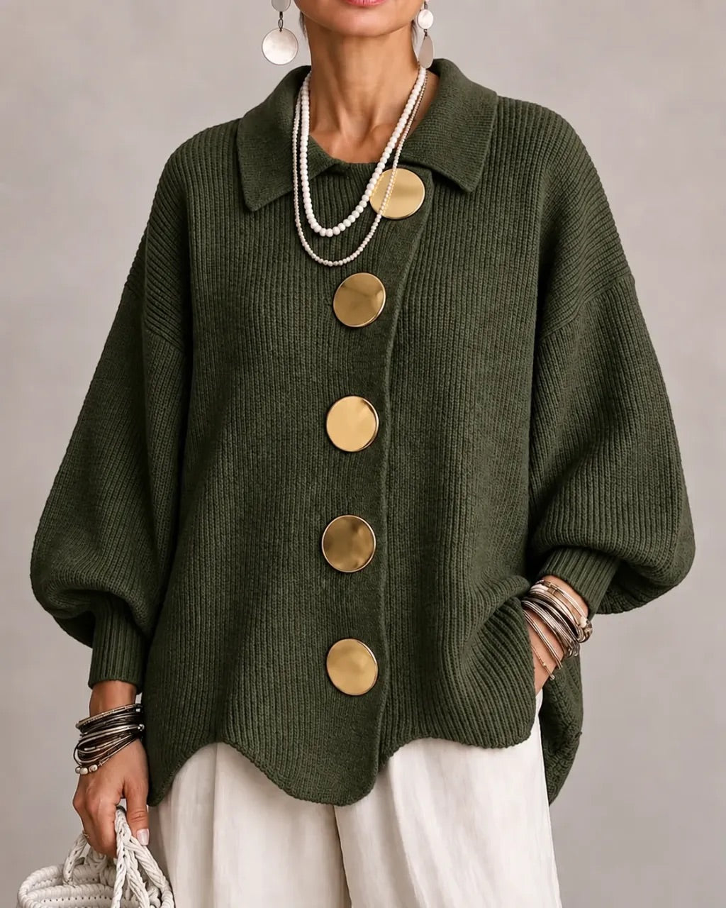 Karina - Cardigan oversize à col et boutons