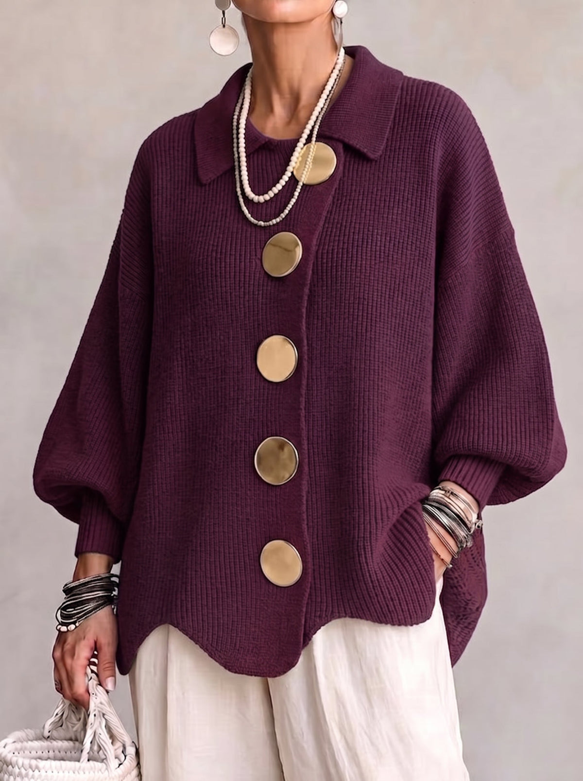 Karina - Cardigan oversize à col et boutons