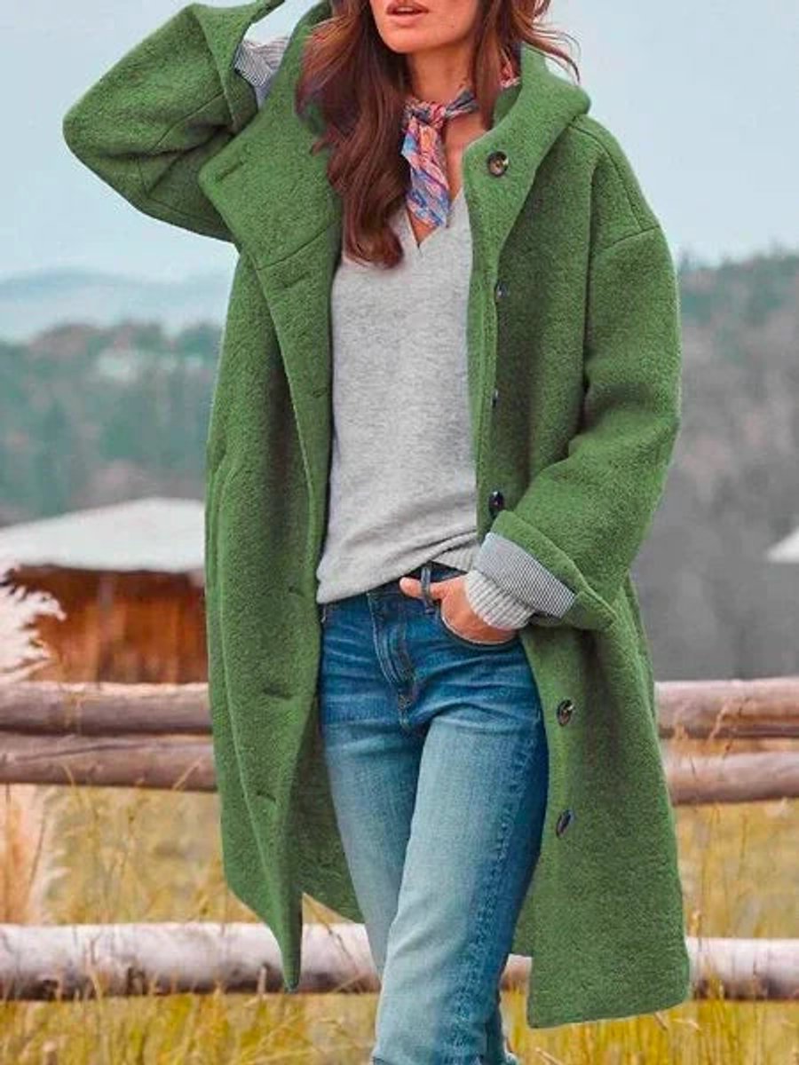 Eleanor | Manteau long à capuche et boutons