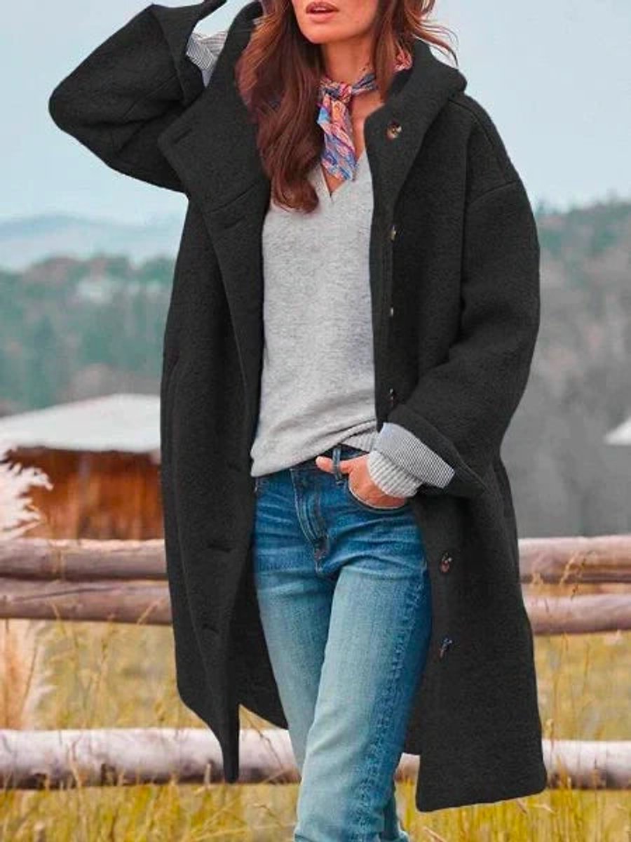 Eleanor | Manteau long à capuche et boutons